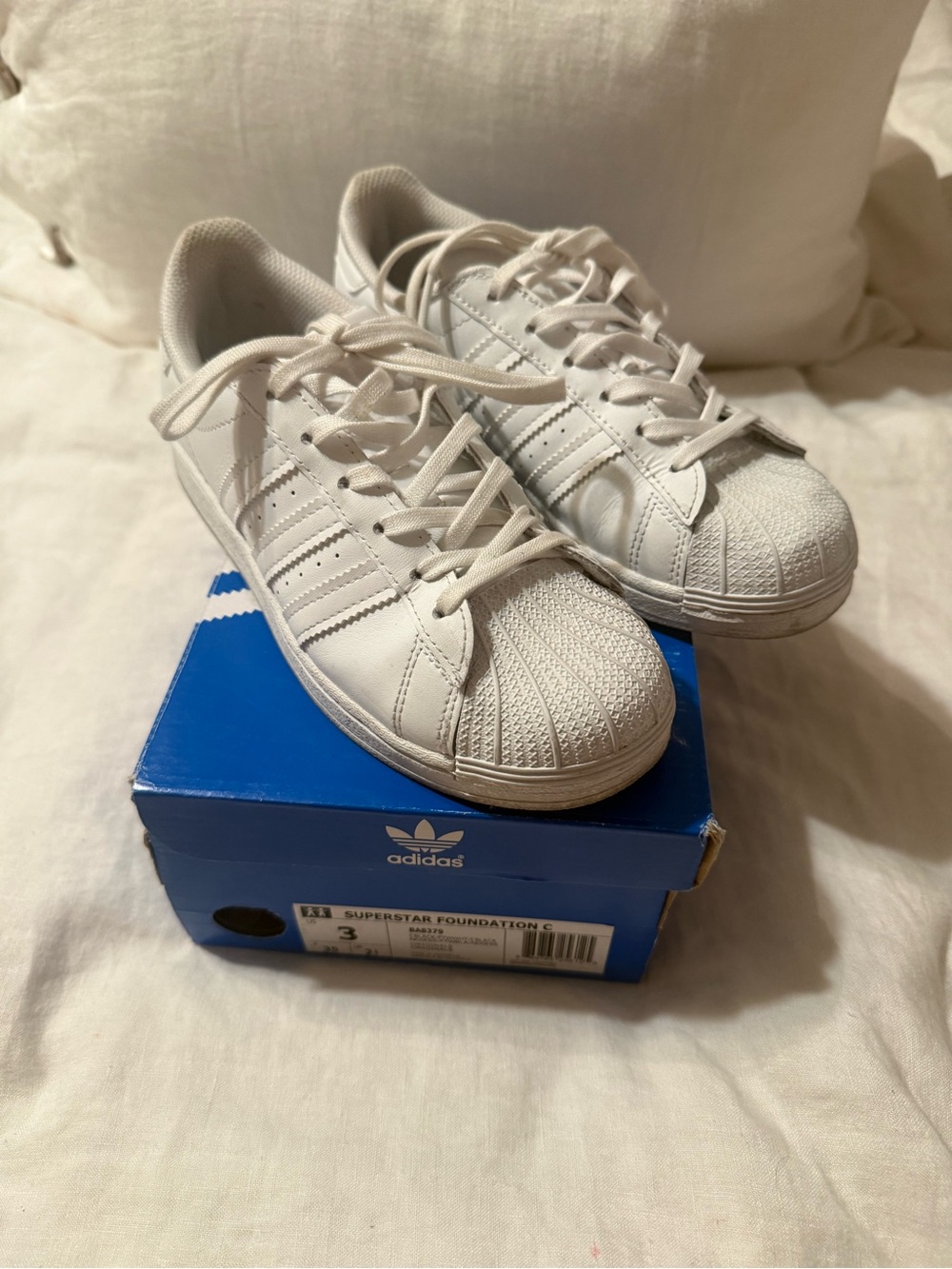 adidas Superstar Kids White Shell-Toe Sneakers